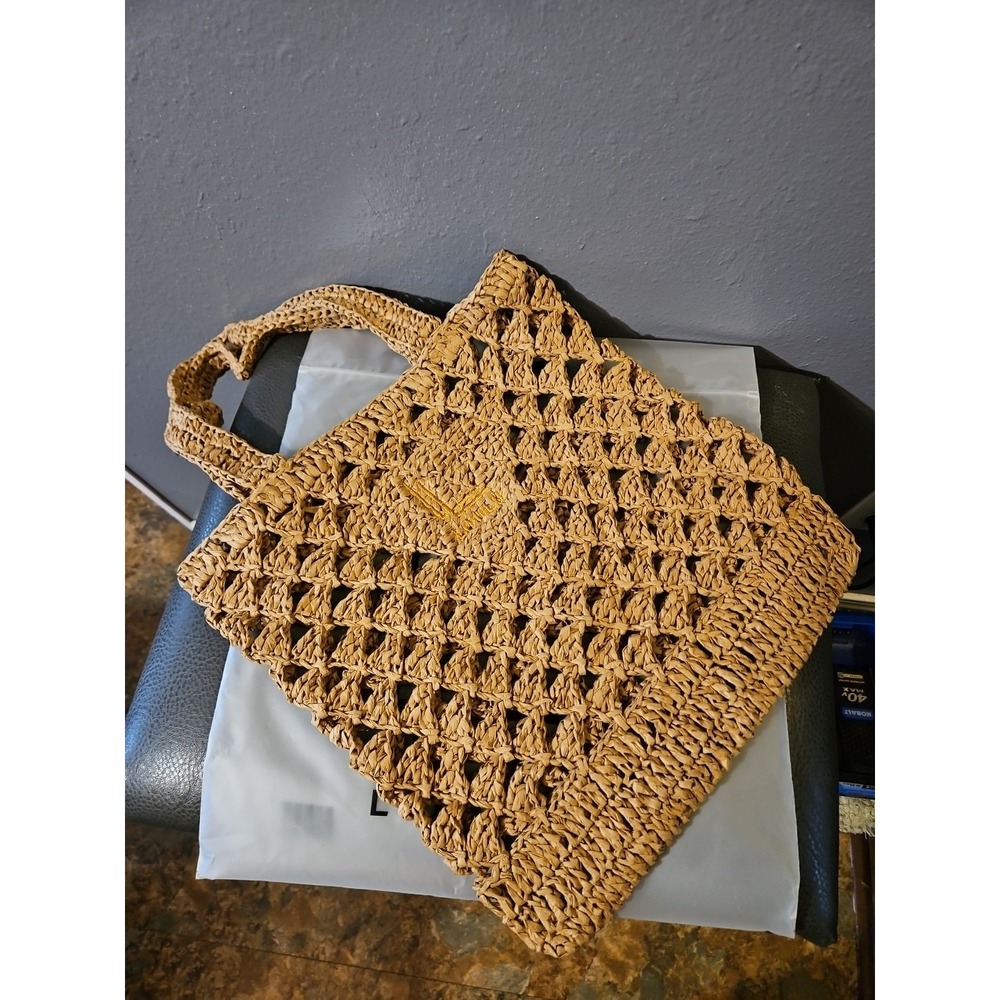 Loulu Brown‎ Woven Raffia PURSE – Lightweight Open-Weave Tote Bag Purse